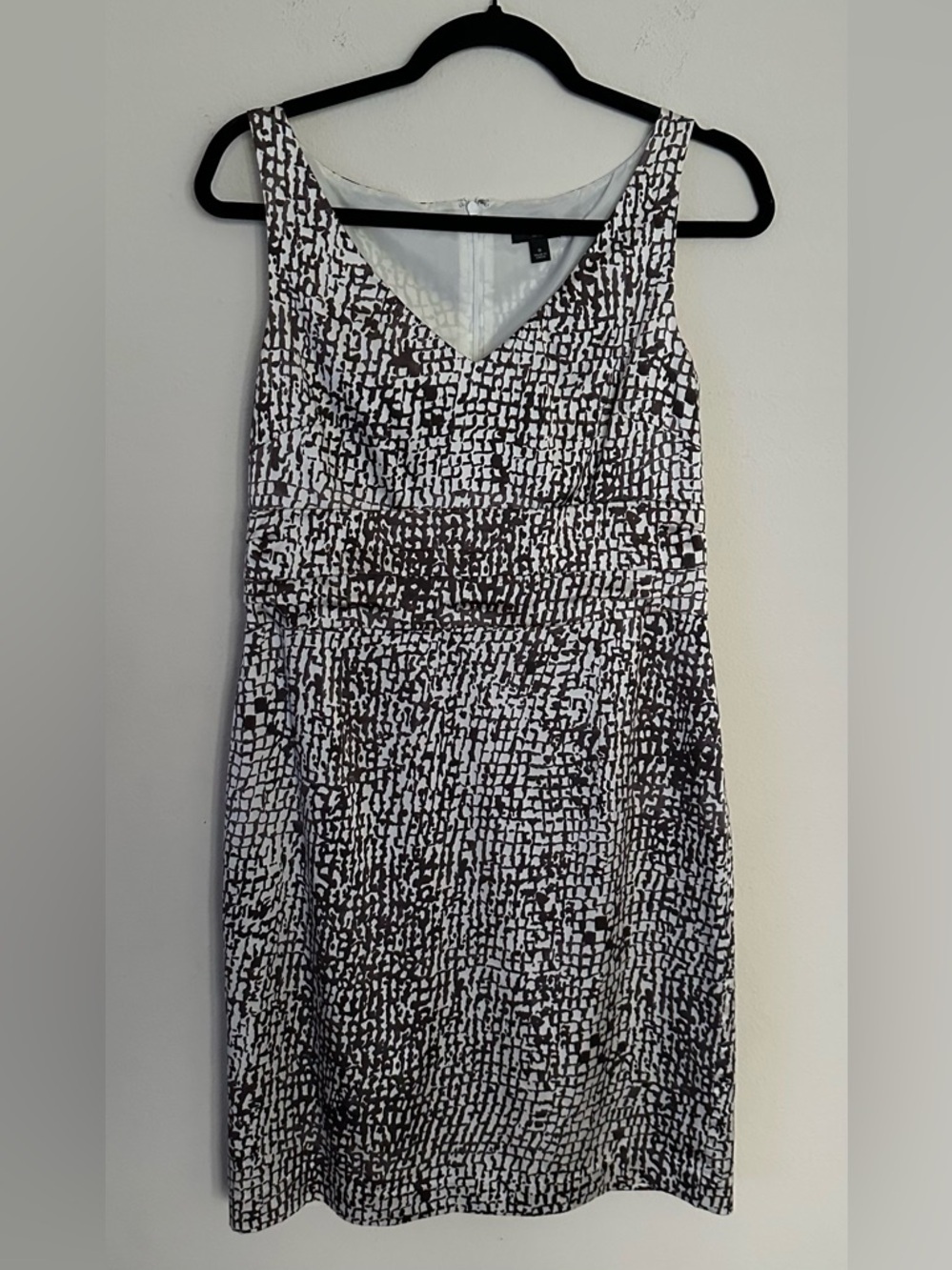 Ann Taylor Animal Print Giraffe Spot Sheath Brown white Silk Midi Dress - Picture 3 of 16